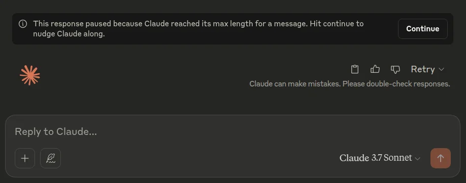 Claude chat length limit error message